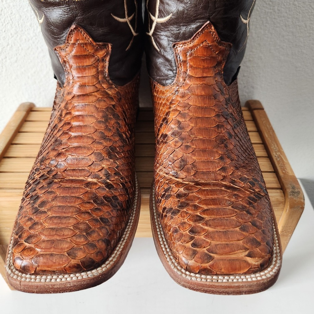 VTG El Dorado Python Western Cowboy Boots US 10.5 handmade León Mexico Muñoz - Picture 5 of 16
